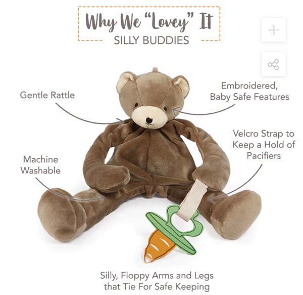 Cubby the Bear Silly Buddy Pacifier Holder