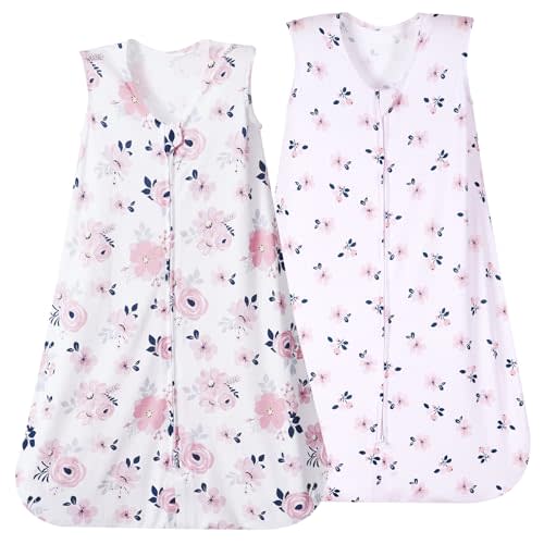 david's kids 2 Pack Baby Sleep Sack 0-6 Months, Rayon Derived from Bamboo,Ultra Soft TOG 0.5 Baby Wearable Blankets with 2-Way Zipper, Small Size, Floral