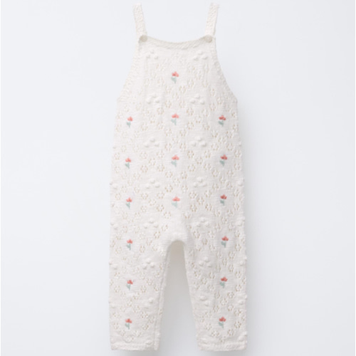 FLORAL KNIT OVERALLS - Ecru | ZARA United States