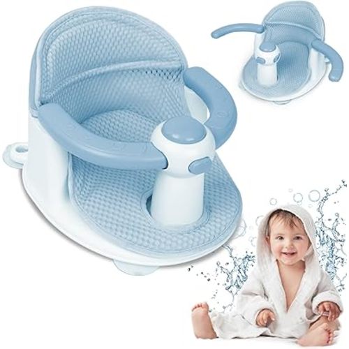 Baby Bath Seat, Infant Bathtub Seats for Babies Sitting Up Aged 6-24 Months, New Baby Bath Tub-Protect Toddlers Skin and Back Support, Soft Non-Slip Cushions Extra Added