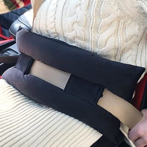 Hysterectomy Pillow Post Abdominal Surgery Seatbelt Pillows with Pocket Myomectomy Comfort Cushion for Tummy Tuck C-Section Belly Incision Recovery Gifts Women Patients, Black Velvet, 1 Count