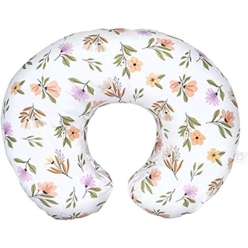 Boppy Original Nursing Pillow, Neutral Wildflowers, Ergonomic Nursing Essentials for Bottle and Breastfeeding, Firm Fiber Fill, with Removable Pillow Cover, Machine Washable