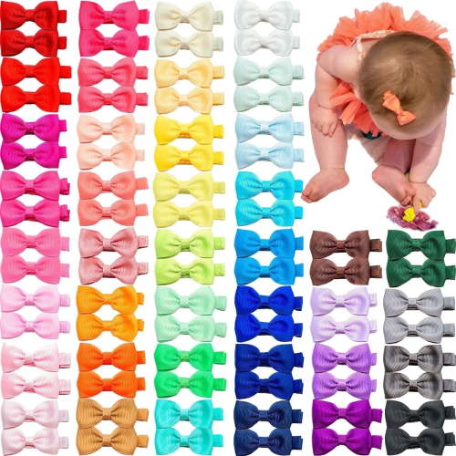 JOYOYO Baby Hair Clips 80 PCS Baby Girls Fully Lined Baby Bows Hair Pins Tiny 2 Inch Hair Bows Alligator Clips for Baby Girls Infants Toddlers