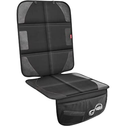 LUILANC Car Seat Protector with Thickest Padding,Waterproof 600D with Storage Pockets,Non-Slip Pets Fabric Child Baby Cover Leather Reinforced Vehicle Seat 1 Pack (Black)