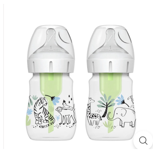 Dr. Brown's Natural Flow Anti-Colic Options+ Wide-Neck Baby Bottle, 5oz/150mL, 2-Pack