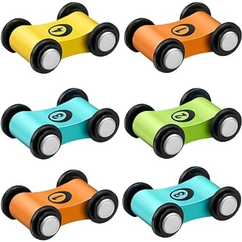 6 Pieces Wooden Mini Car Wooden Car Ramp Race Track Toys, Wooden Car Ramp Racer Toy Replacement Vehicle Set Race Car Party Favors