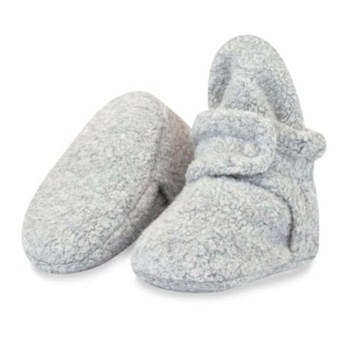 Zutano Cozie Fleece Stay-On Baby Bootie Slipper - Heather Gray