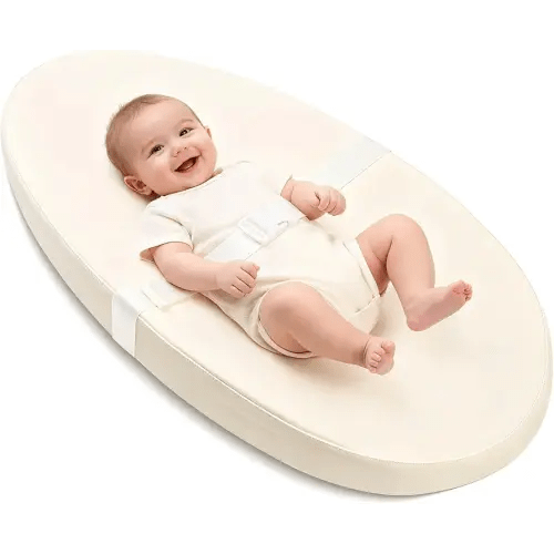 Baby Changing Pad for Dresser, with Wipeable Waterproof PU Cover, Contoured Diaper Changing Pad with Non-Slip Safety Belt, Portable Lightweight Changing Mat with Cushioned Foam, Beige