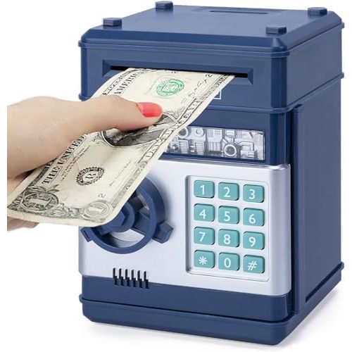 Refasy Piggy Bank Cash Coin Can ATM Bank Electronic Coin Money Bank for Kids Age 3-12, Money Savings Box Mini ATM Coin Bank Toys Gifts for 3 4 5 6 7 8 9 10 11 12 Year Old Boys Girls