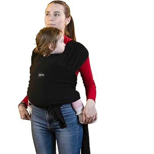 Premium Adjustable Baby Wrap Carrier for Mom&Dad, Easy to Wear, Lightweight, Ideal for Baby Registry, Hands-Free Babywearing Wrap for Newborn to Toddler 8-35lbs(Black)