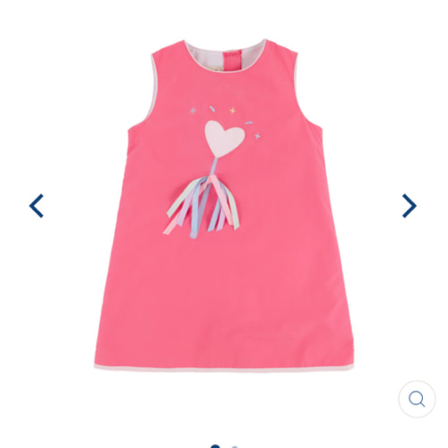 Annie Apron Dress - Romany Rose with Palm Beach Pink & Heart Wand Applique