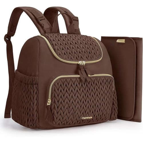mommore Diaper Bag Small Diaper Backpack Stylish Baby Backpacks Travel Mini Maternity Bags with Insulated Pockets, Changing Pad, Stroller Straps