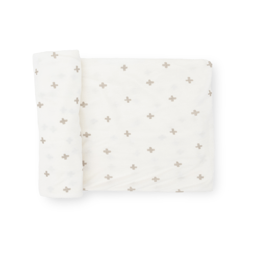 Stretch Knit Swaddle Blanket - Grey Cross