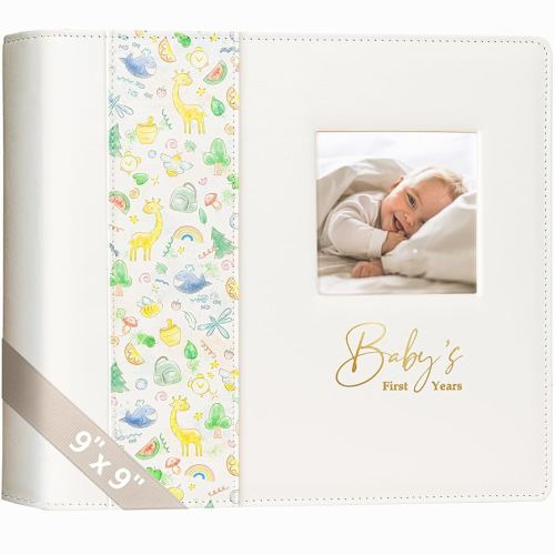 Keepsake Baby Memory Book Girl Boy – Timeless Leather-Bound Baby Milestone Book – Baby Book Keepsake Record First 5 Years - Gender Neutral Baby Scrapbook Album Baby Album Journal Registry Search Gift
