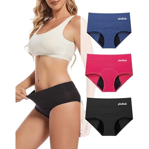 Heavy Flow High Absorbency Period Underwear for Women, Leakproof Panties Postpartum Menstrual Hipster Briefs