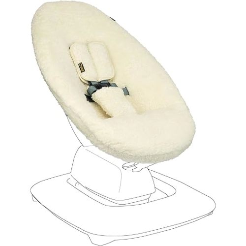 UKJE Protective Swing Cover Compatible with 4moms RockaRoo or MamaRoo 5, Multi-Motion Baby Swing, Baby Swing Liners, Baby Rocker Cover, Easy to Install, Easy to Wash, Handmade in Europe - Teddy Ecru