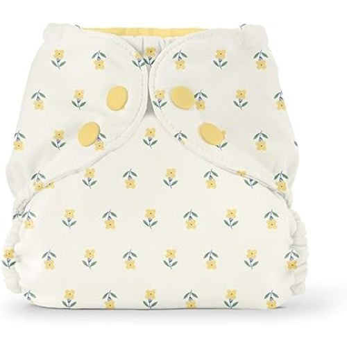 Esembly Cloth Diaper Outer - Waterproof Cloth Cover and Reusable Swim Diaper, Breathable Layer Over Absorbent Inner for Blowout-Proof Diapering - Size 2 (18-35 lbs), Buds