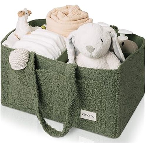 Beautiful Diaper Caddy Organizer - Versatile Storage Basket Easily Holds Diapers, Wipes and Other Baby Necessities - Perfect for Baby Showers, Functional Car Storage & Great Gift for Expecting Mothers