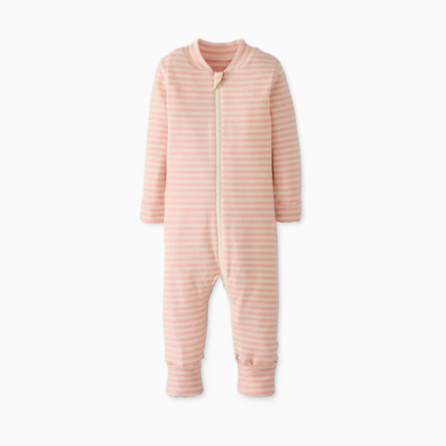 Hanna Andersson Baby 2-Way Zip Sleeper in HannaSoft - Blush Pink/Ecru, 0-3 M