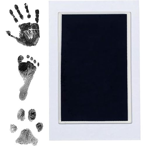 Pearhead Newborn Baby Handprint and Footprint Kit - No Mess Clean-Touch Ink Pad With Impression Cards, Safe for Skin, Perfect Keepsake for Family, Acid-Free, Smudge-Proof, Black, 3 Piece Set
