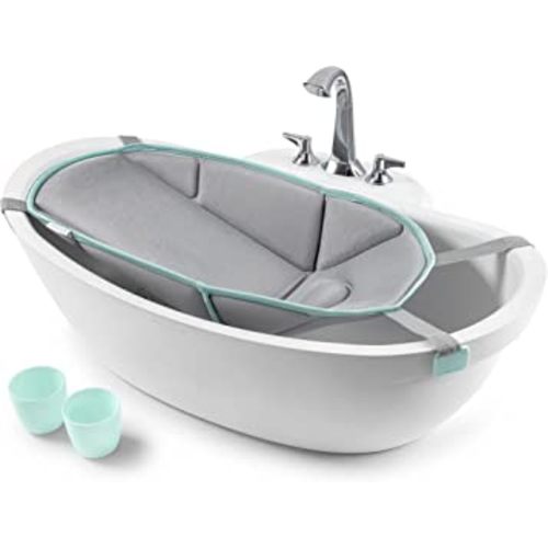 Summer Infant My Size Tub 4-in-1 Modern Bathing System - for Ages 0-24 Months – Baby Bathtub Includes Soft Support, Pull-Down Sprayer and Removable Water Tank, Rinse and Pour Cups, and Drain Plug