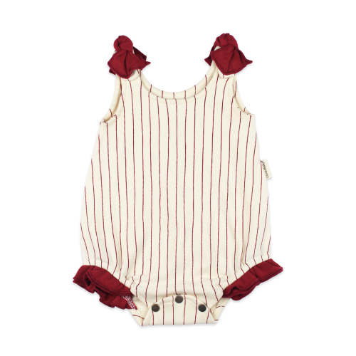 Organic Bowtie Shoulder Bodysuit in Crimson Pinstripe – L'ovedbaby