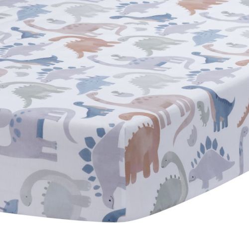 Lambs & Ivy Dino-Might 100% Cotton Dinosaur Baby/Toddler Fitted Crib Sheet