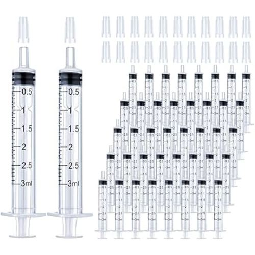 100 Pack 3mL Syringe with Tip Cap for Liquid, 3cc Plastic Syringes with Cover, Non-Sterile, No Needle