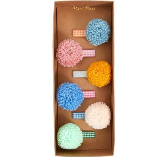Gingham And Big Pompom Hair Clips - Meri Meri | Maisonette