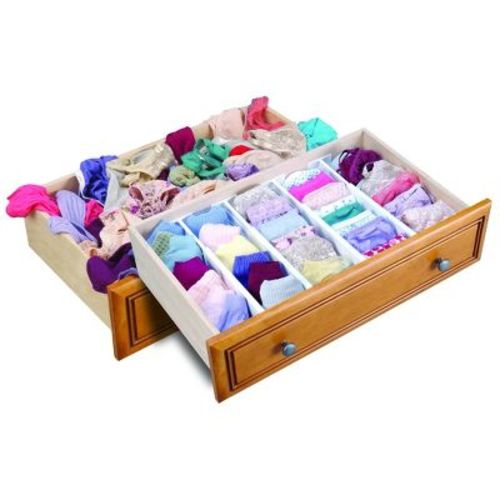 Dial 2 Rails Smart Fit Organizer White: Plastic Drawer Divider & Organizer for Dressers