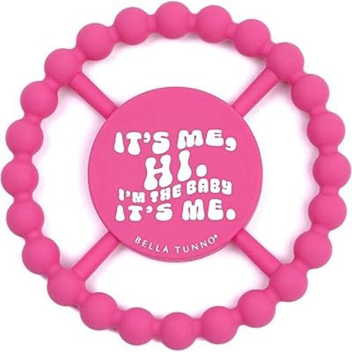 Bella Tunno Happy Teether for Girls– Soft & Easy Grip Baby Girl Teether Toy, Silicone Teether Ring to Help Soothe Gums, Non-Toxic and BPA Free, It's Me Hi