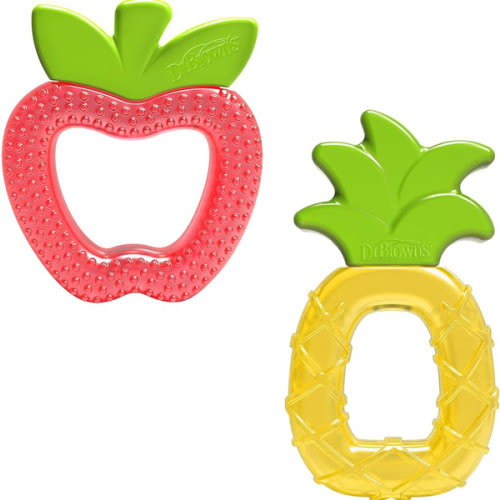 Dr. Brown's AquaCool Water-Filled Teether, Cooling Baby Teether Toy for Sore Gums, Apple Pineapple, BPA-Free, 3m+, 2-Pack
