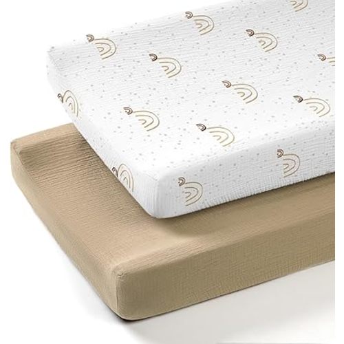 lulumoon Muslin Changing Pad Covers: Baby Cotton Changing Table Covers - Soft Changing Pad Sheets for Boys Girls