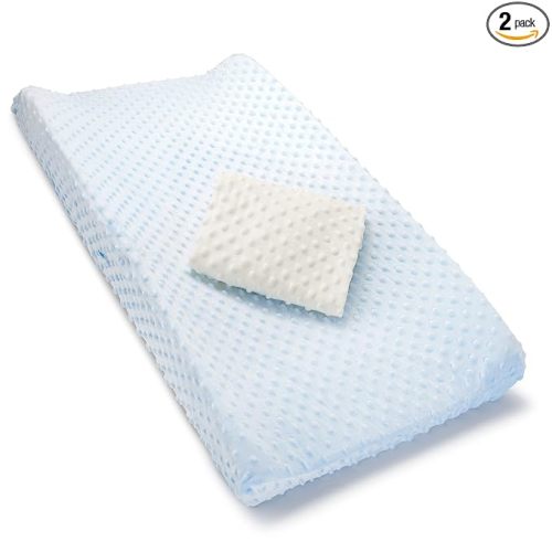Munchkin® Diaper Changing Pad Covers, 2 Pack, Blue/White – Fits Standard Contoured Changing Pads