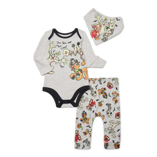 Halloween Mickey & Friends Unisex Baby Glow in the Dark Outfit Set, 3-Piece, Sizes 0M-12M