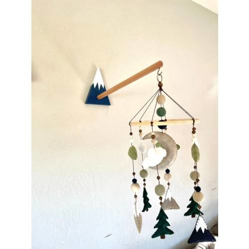 Wall Mounted Mountain Mobile Arm Wooden Mobile Hanger Navy Nursery Decor - Etsy