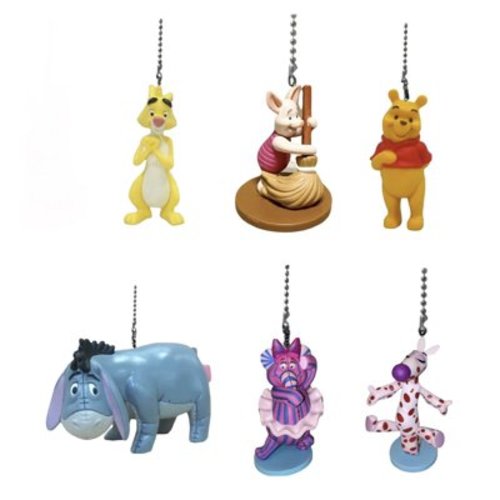 Pooh Piglet Woozle Pink Lumpy Eeyore Yellow Rabbit 6 PVC Fan Lamp Pull Figure 3” New