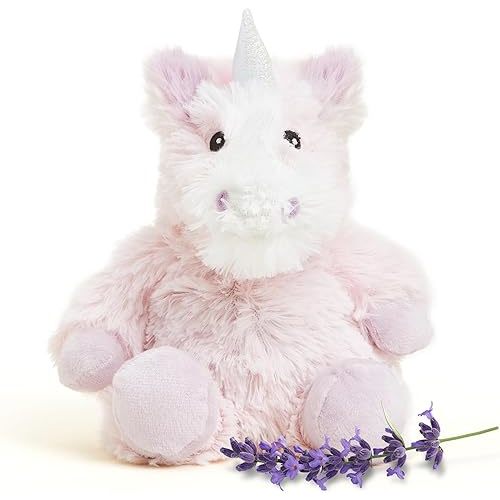 warmies Junior Microwavable & Weighted Stuffed Animals, Unicorn - Heated Stuffed Animal Plushie for Warmth & Comfort - Cute Soft Plush Toys for Adults & Children (Boys, Girls, Babies & Toddlers)