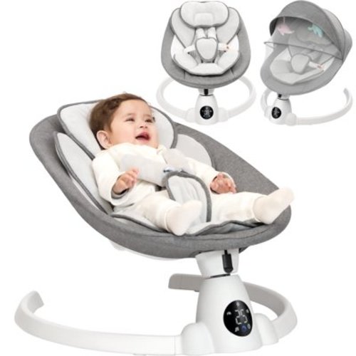 Babyeap Baby Swing for Infants - Smart Electric Swing with Bluetooth Control 5-point Harness,5 Sway Speed,10 Lullabies(Gray)