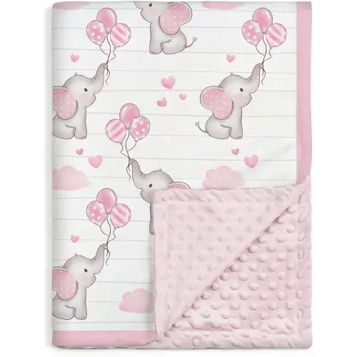 SANDJEST Elephant Kid Blanket for Girl - 30 x 40 Minky Throw Blankets for Girls - Gift for Kids on Birthday