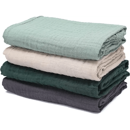 Baby Muslin Swaddle Blankets for Boys and Girls,4-Pack Breathable and Skin-Friendly,Wrap Soft Silky Cotton Muslin Swaddle Blankets/Atrovirens/Green/Apricot White/Grey…