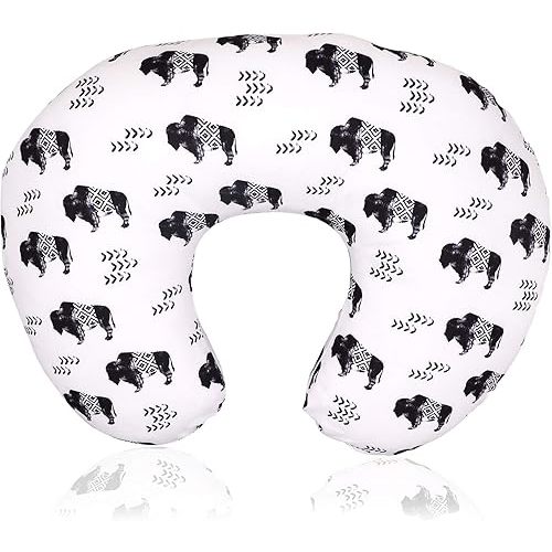 TANOFAR Nursing Pillow Cover, Cow Breastfeeding Pillow Slipcover for Baby Boys & Girls, Animal Nursing Pillow Case for Newborn, Soft Fabric Fits Snug On Infant, Washable & Breathable, Buffalo