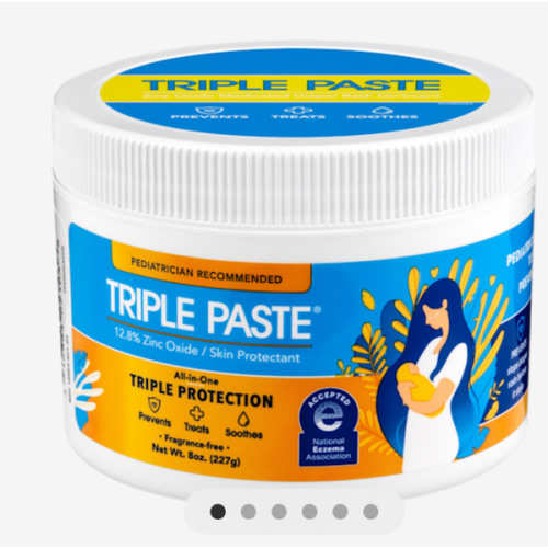 Triple Paste Diaper Rash Cream for Baby - 8 Oz Tub - Zinc Oxide Ointment Treats, Soothes and Prevents Diaper Rash - Pediatrician-Recommended Hypoallergenic Formula with Soothing Botanicals