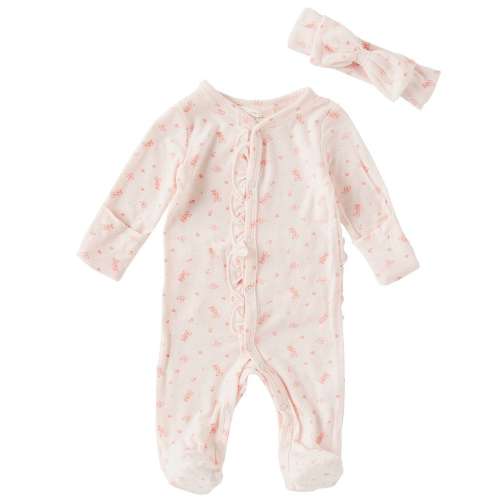 Starting Out Baby Girls Long Sleeve Fold-Over Cuffs Ballet Print Coverall