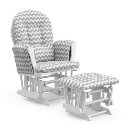 Storkcraft Hoop Glider Nursery Rocking Chair and Ottoman - Espresso Frame/Slate Gray Swirl Fabric