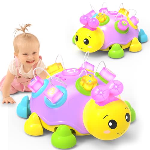 Holaxander Musical Ladybug Baby Toys 6-12 Months, Infant Early Educational Learning Montessori Toy for 1+ Year Old Girl, First Birthday Gift Toys for 7 8 9 10 11 Months Newborn Girls (Purple)