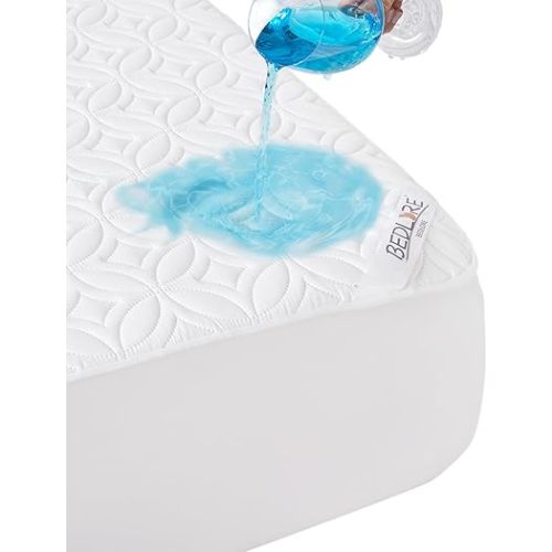 BEDLORE Waterproof Mattress Protector, King Size Noiseless Mattress Pad with Deep Pocket 6"-18" Depth, Soft Breathable Bed Mattress Cover Washable for Home, Bedroom, Hotel (White)