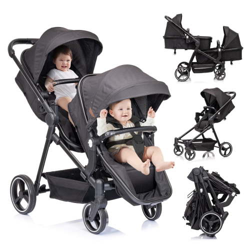 Twins Stroller Versatile Single & Double Lightweight Travel Foldable Baby Stroller for Newborn & Toddler Lying and Sitting
