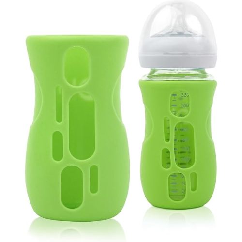 Olababy Silicone Sleeve for Avent Natural Glass Baby Bottles (8 oz, Green)