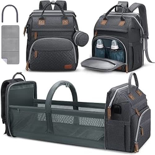 DERSTUEWE Diaper Bag Backpack,Baby Diaper Bags, Multifunctional diaper backpack Large Capacity, Slate Color